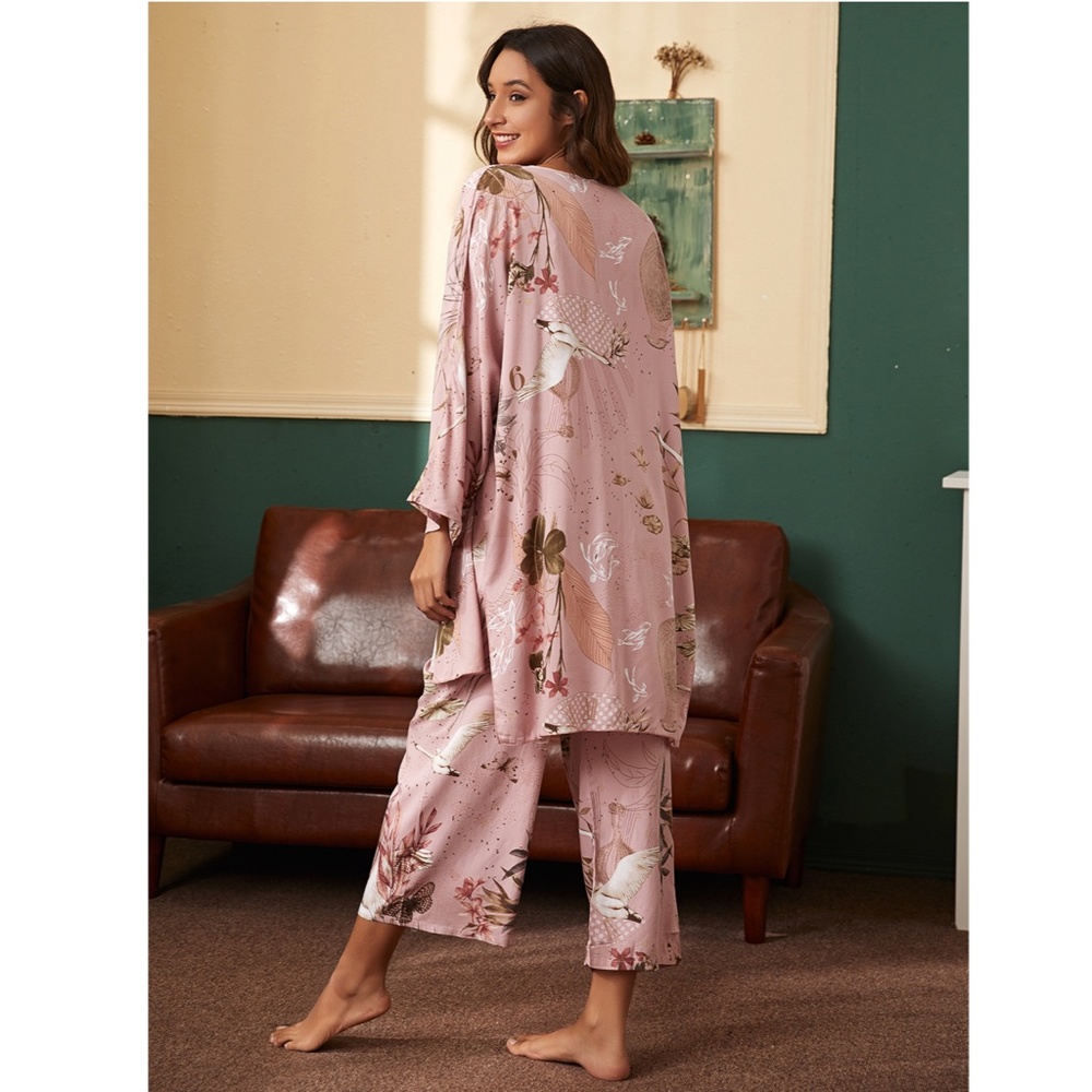3 Piece Pink Floral/Animal Print Pajama Set - Picture 2 of 9